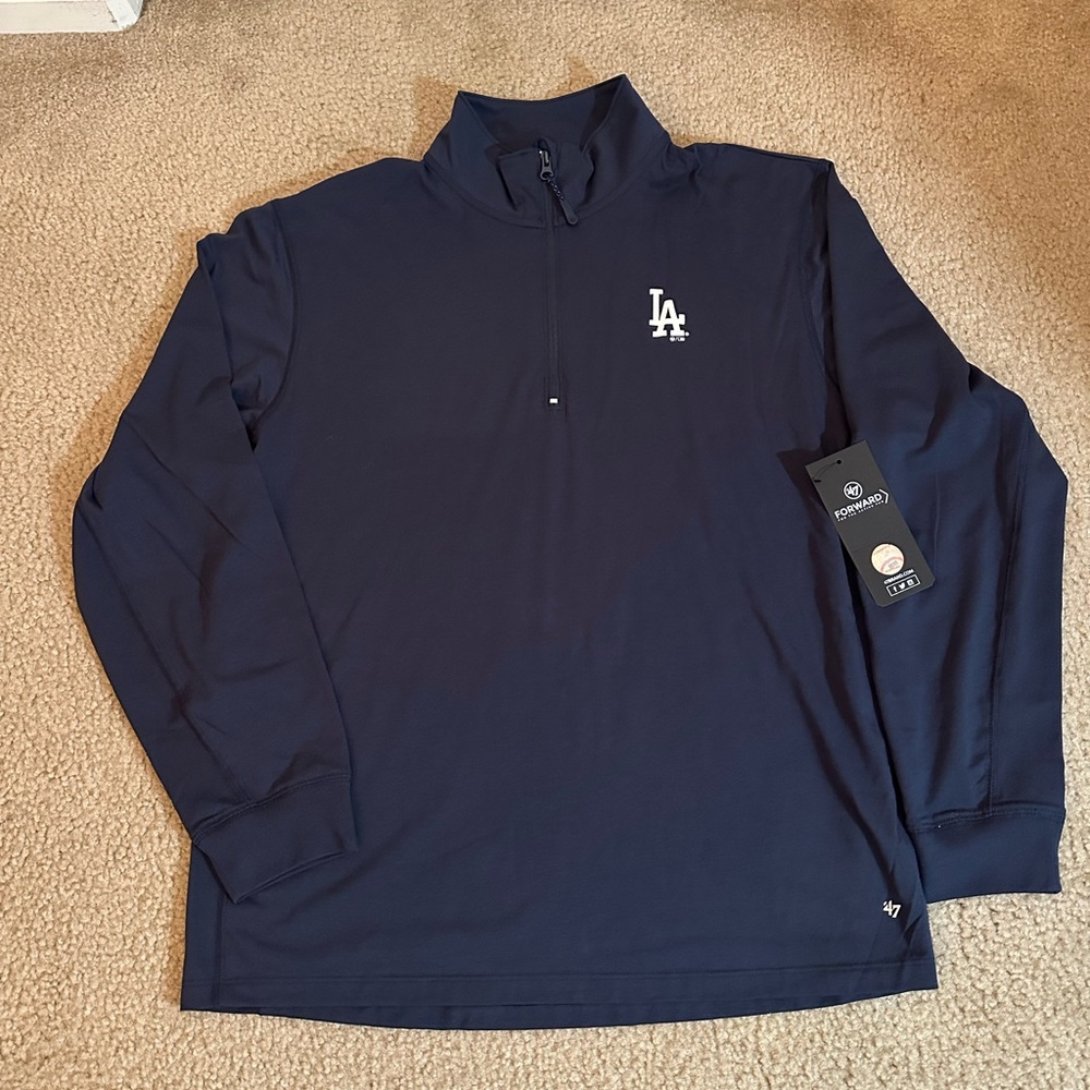 47 Dodgers Navy Quarter-Zip Long Sleeve Men's Shirt - Picture 2 of 5